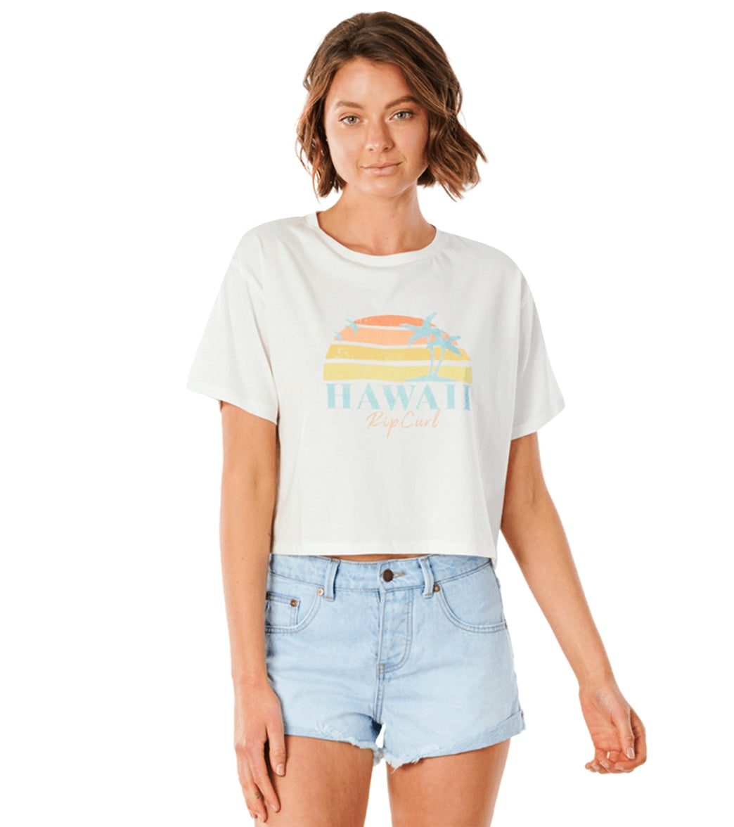 Rip Curl Women's Sayulita Sunrise Crop Shirt - Bone Large - Swimoutlet.com