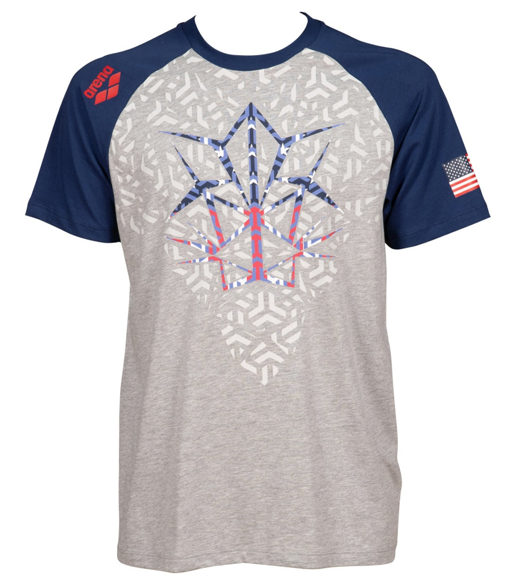 Arena Men's Og Raglan T-Shirt - Usa Medium Grey Melange 3Xl Cotton - Swimoutlet.com