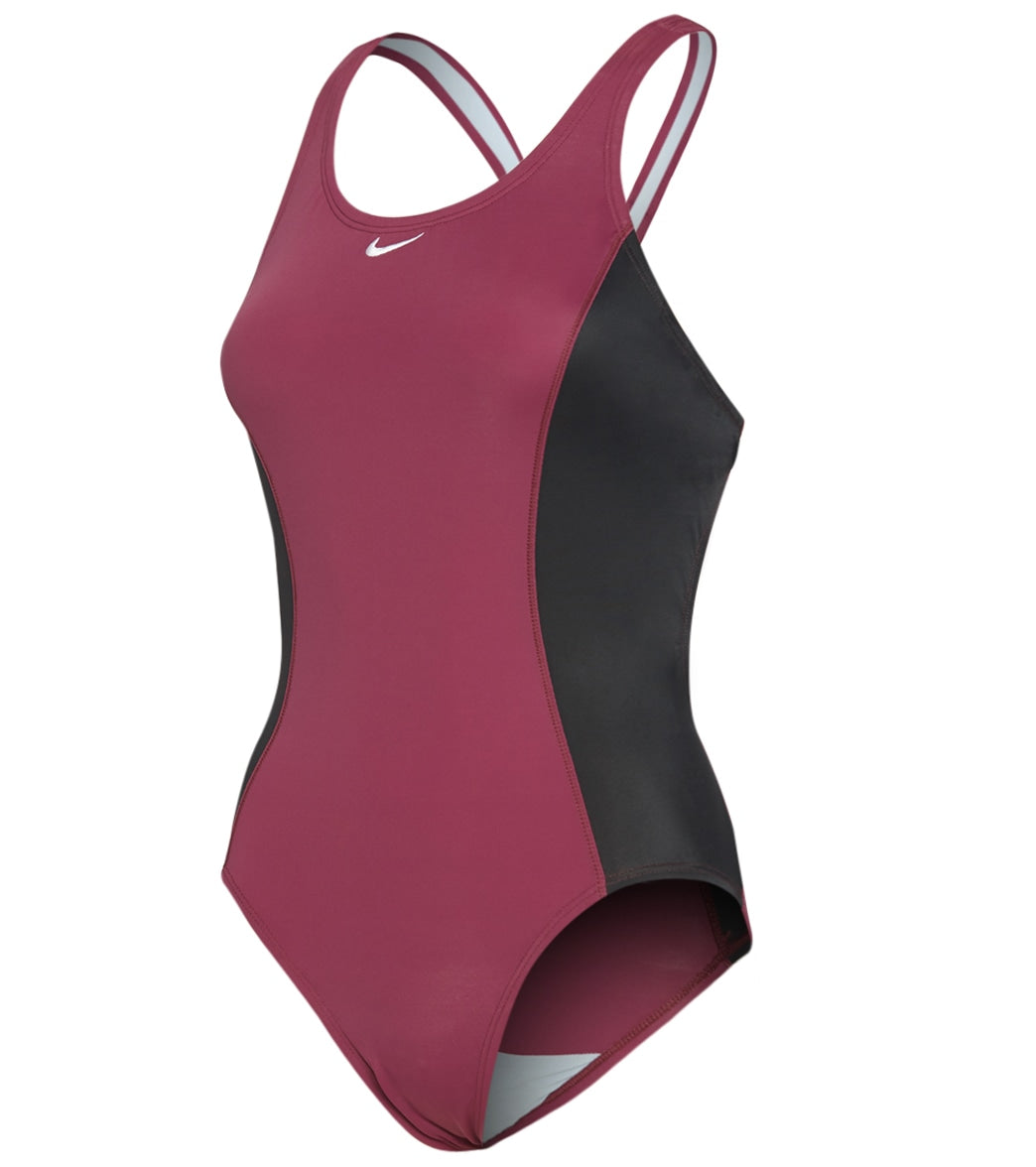 Nike Womens Color Surge Powerback Chlorine Resistant One Piece Swimsuit Villain Red At