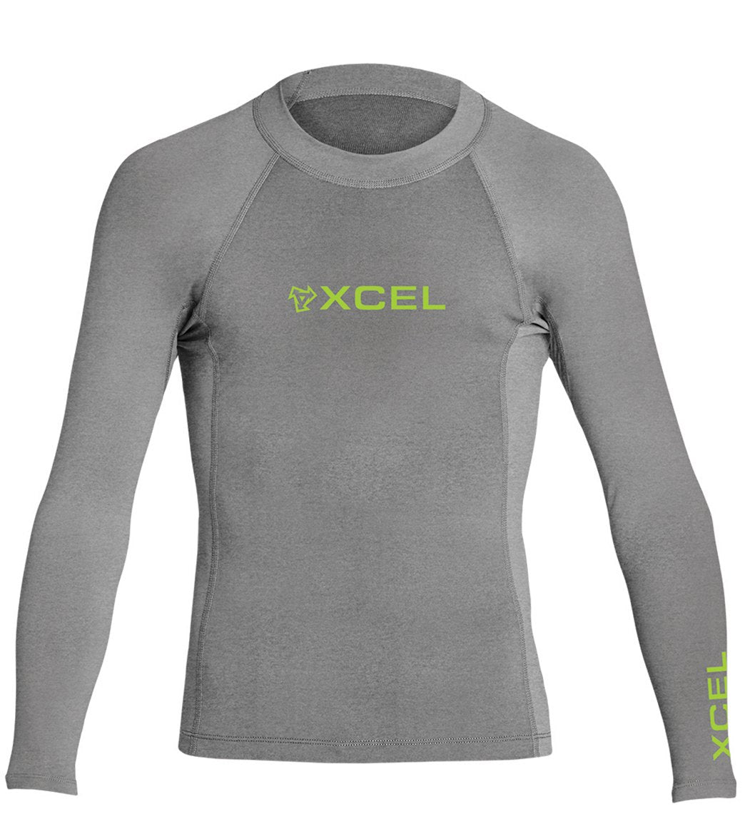 Xcel Boys' Premium Stretch Long Sleeve Rash Guard - Athletic Heather 10 - Swimoutlet.com