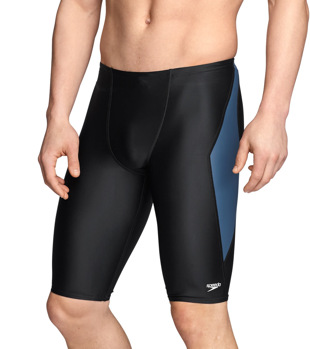 Speedo Men's Powerflex Eco Tone Setter Jammer Swimsuit - Black/Grey 24 - Swimoutlet.com