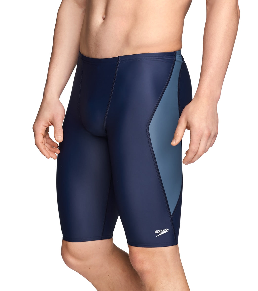 Speedo Men's Powerflex Eco Tone Setter Jammer Swimsuit - Navy/Grey 24 - Swimoutlet.com
