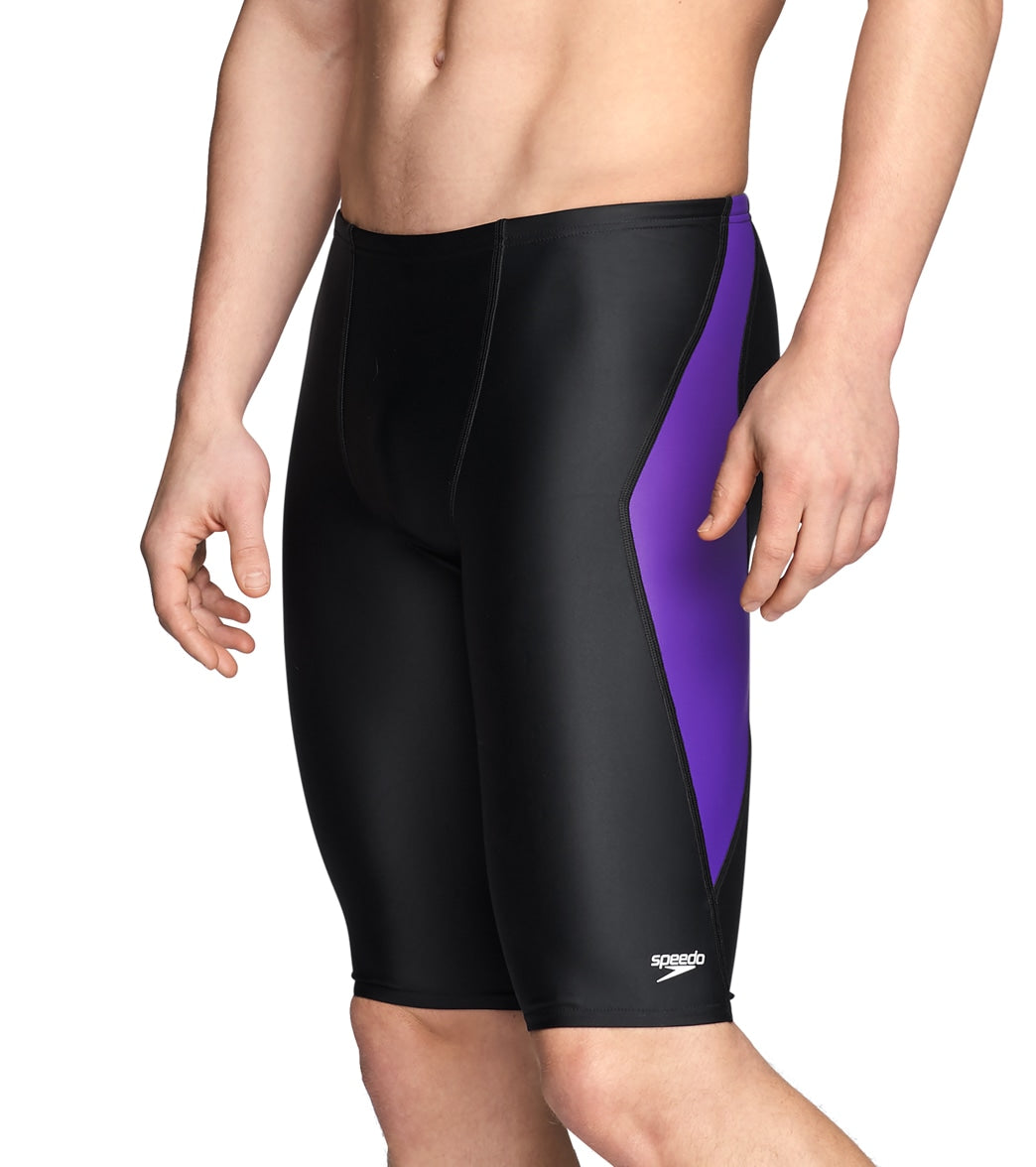 Speedo Men's Powerflex Eco Tone Setter Jammer Swimsuit - Black/Purple 22 - Swimoutlet.com