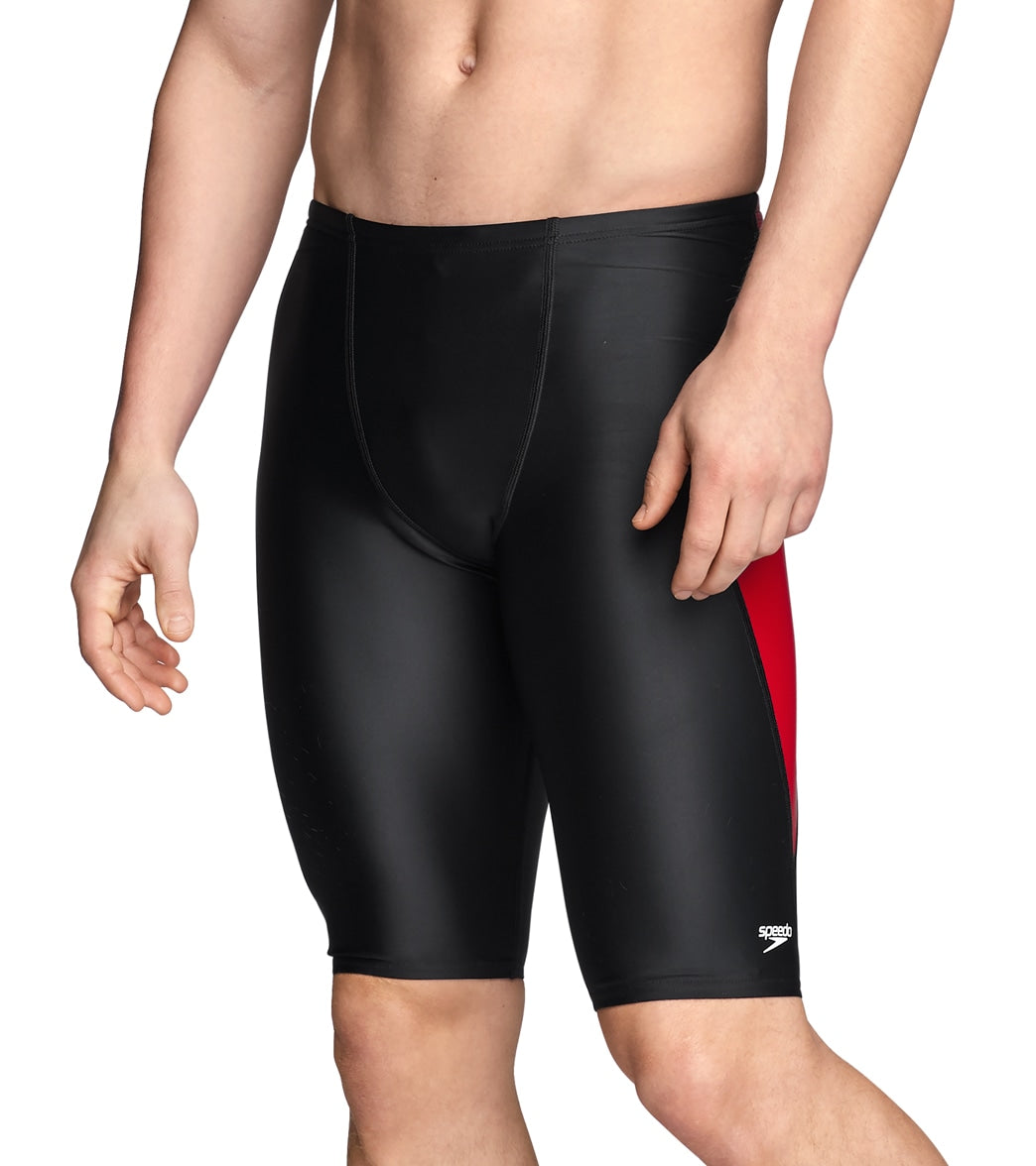 Speedo Men's Powerflex Eco Tone Setter Jammer Swimsuit - Black/Red 22 - Swimoutlet.com
