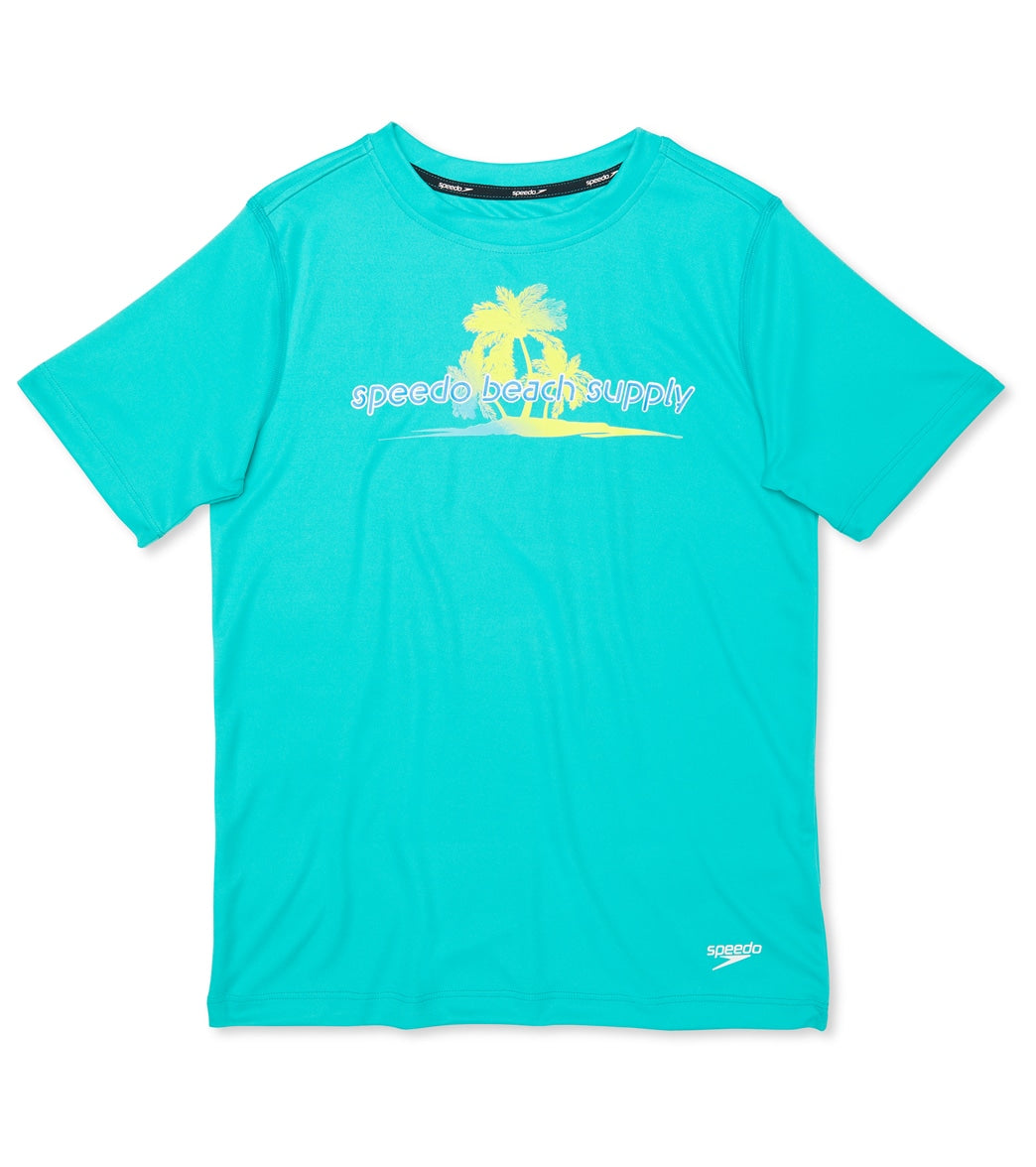 Speedo Boys' Printed Short Sleeve Swim Shirt Big Kid - Ceramic Large Size Large Polyester - Swimoutlet.com