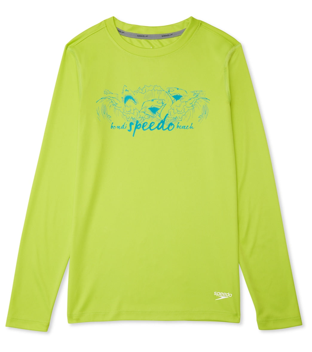 Speedo Boys' Graphic Long Sleeve Swim Shirt Big Kid - Acid Lime Large Size Large Polyester - Swimoutlet.com
