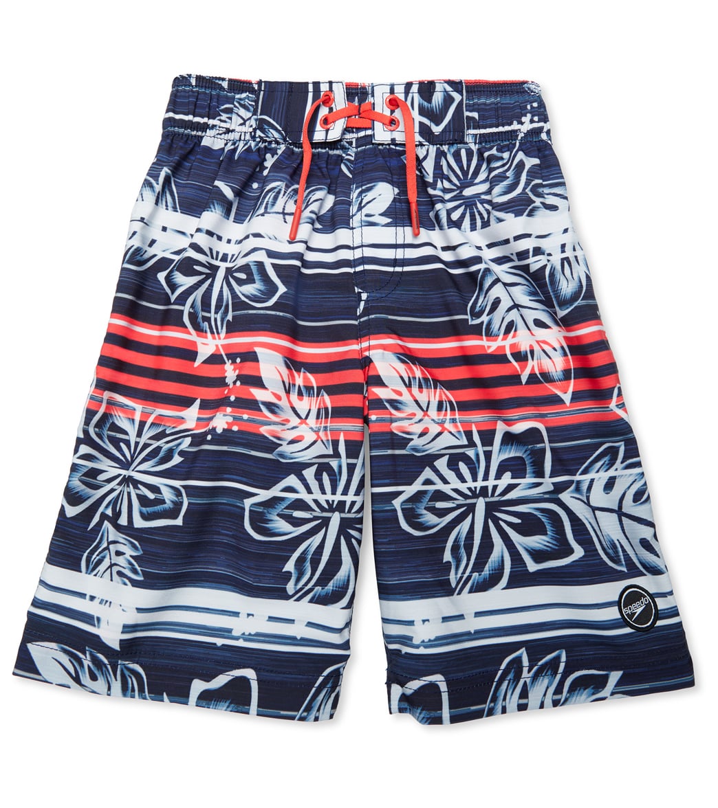 Speedo Boys' Printed 17 Boardshorts Big Kid - Peacoat 2Xs Size X-Small Polyester - Swimoutlet.com