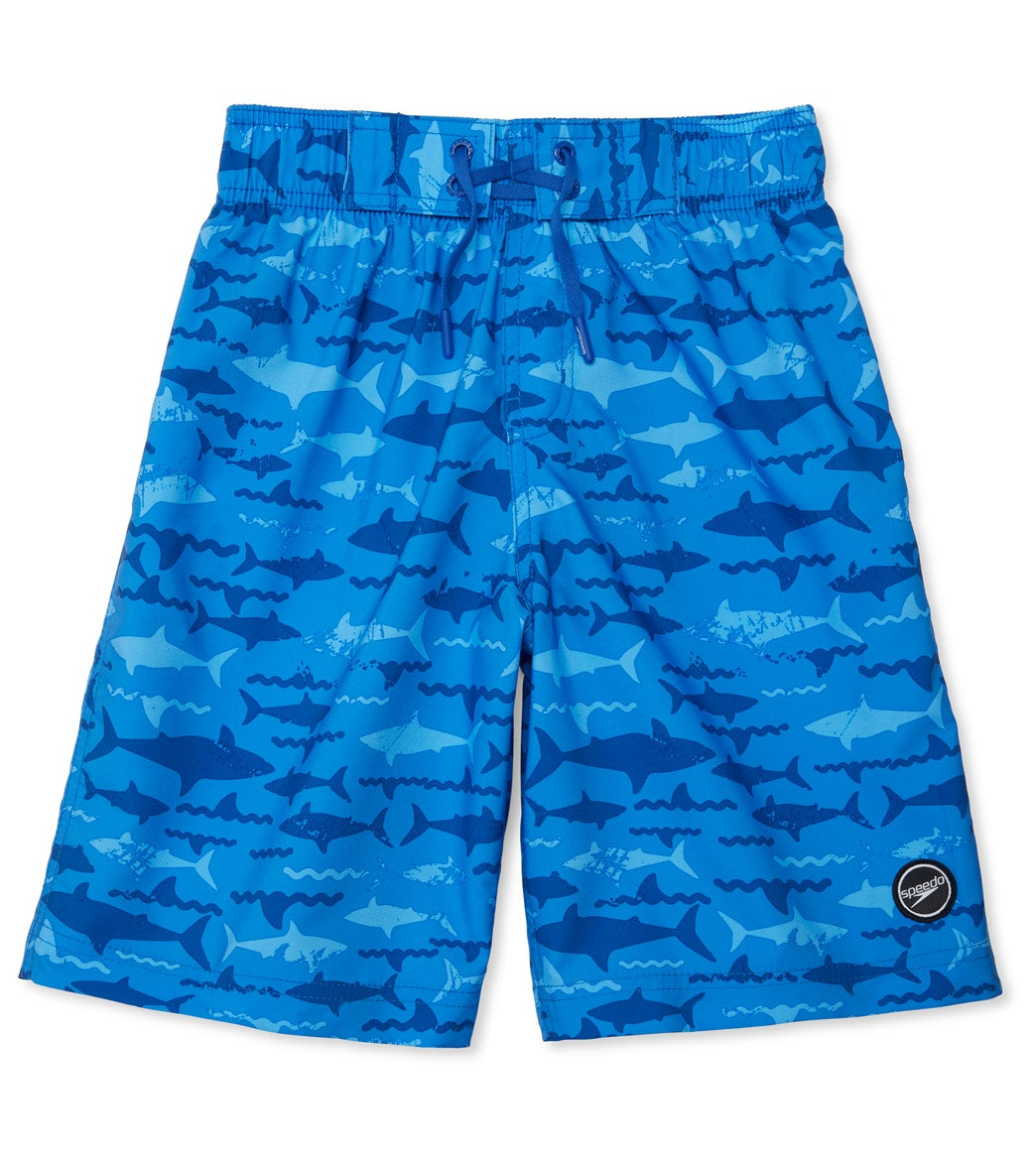 Speedo Boys' Printed 17 Boardshorts Big Kid - Medieval Blue 2Xs Size X-Small Polyester - Swimoutlet.com