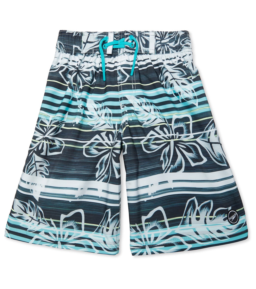 Speedo Boys' Printed 17 Boardshorts Big Kid - Anthracite 2Xs Size X-Small Polyester - Swimoutlet.com