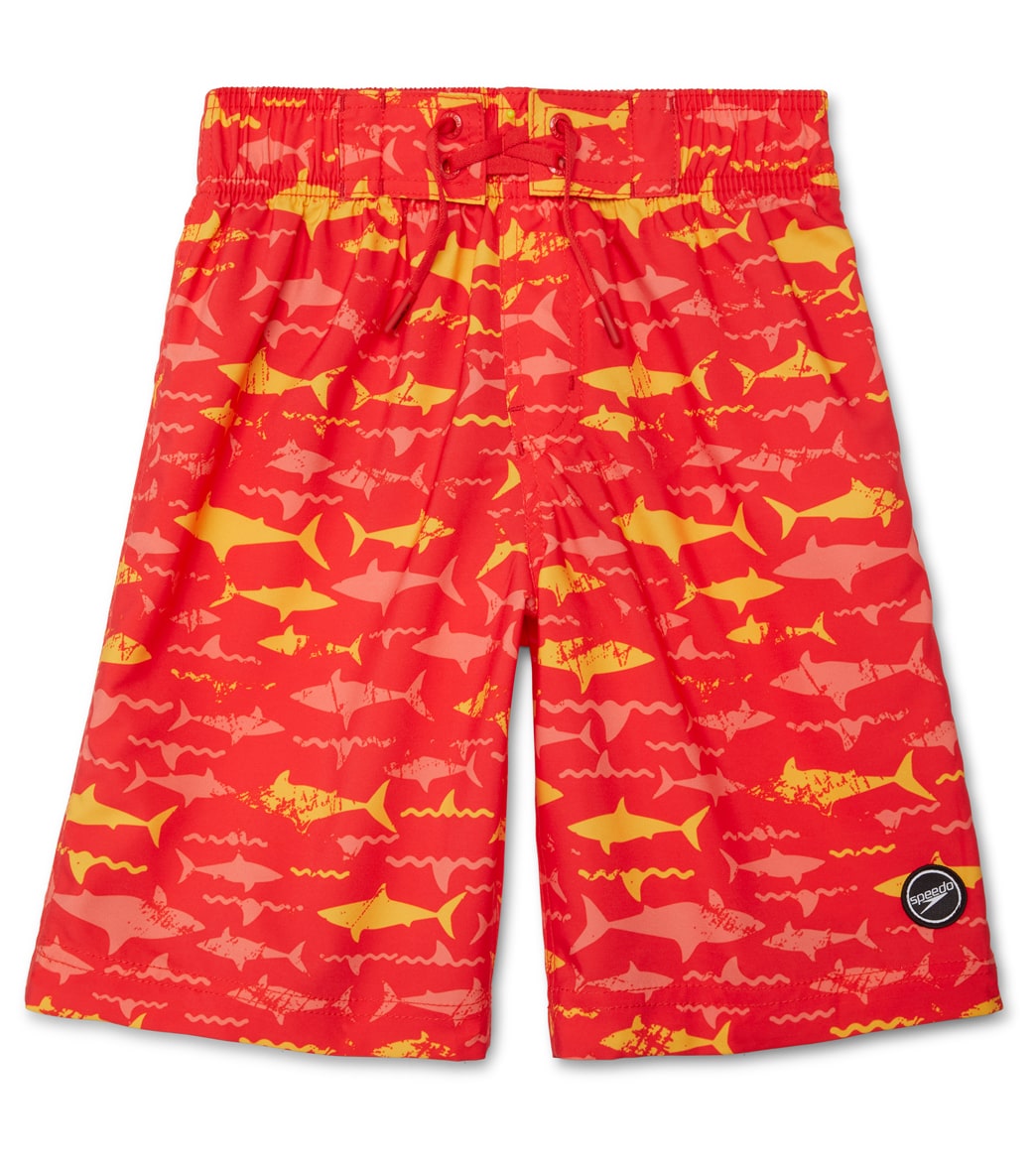 Speedo Boys' Printed 17 Boardshorts Big Kid - Vibrant Orange 2Xs Size X-Small Polyester - Swimoutlet.com