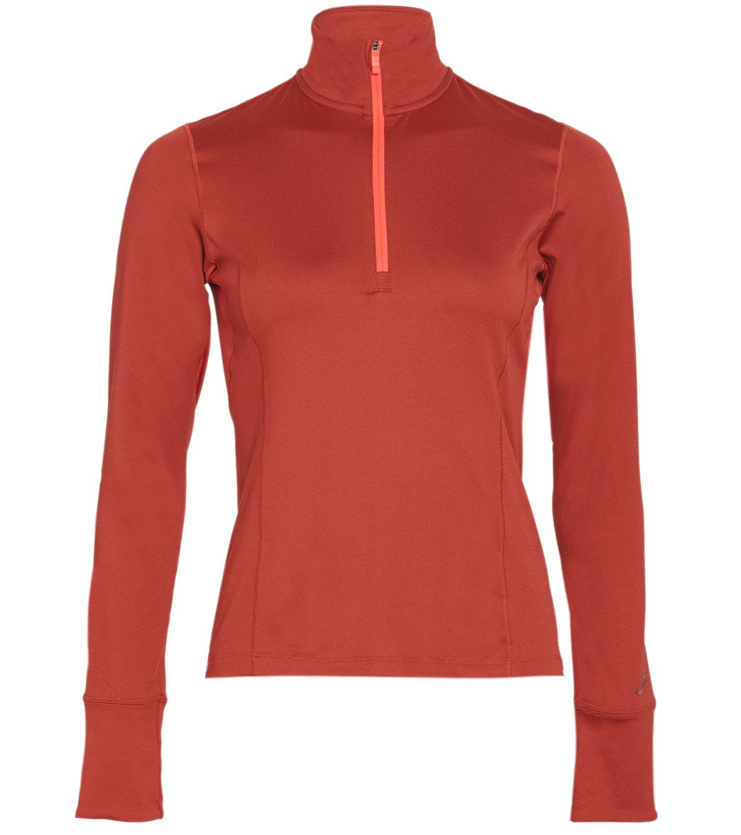 Brooks Women's Dash 1/2 Zip Top - Rosewood/Hot Pink Large Size Large - Swimoutlet.com