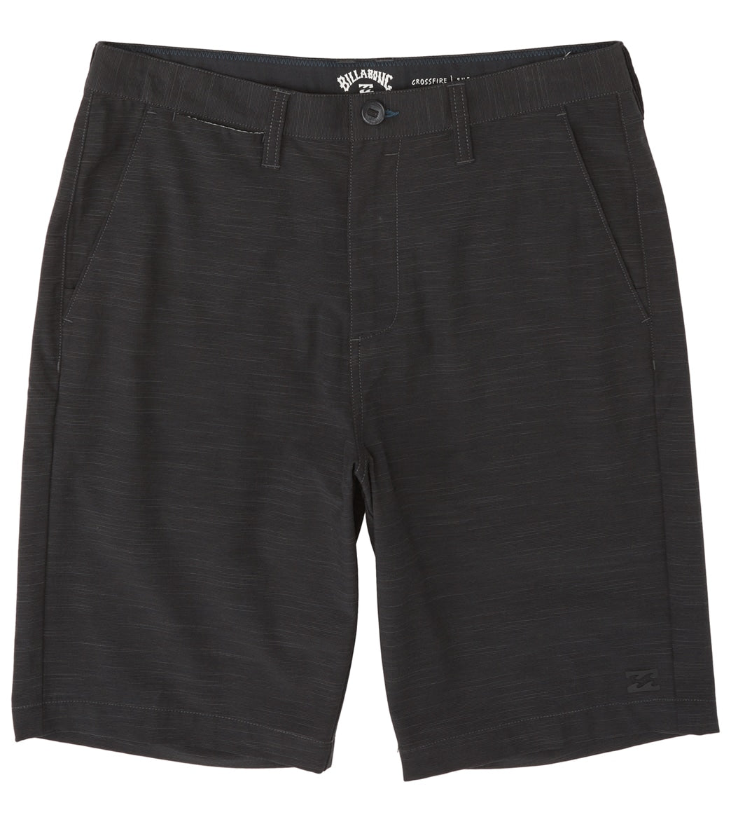 Billabong Men's Crossfire Slub Mid Hybrid Walkshorts - Black 29 Cotton/Polyester - Swimoutlet.com