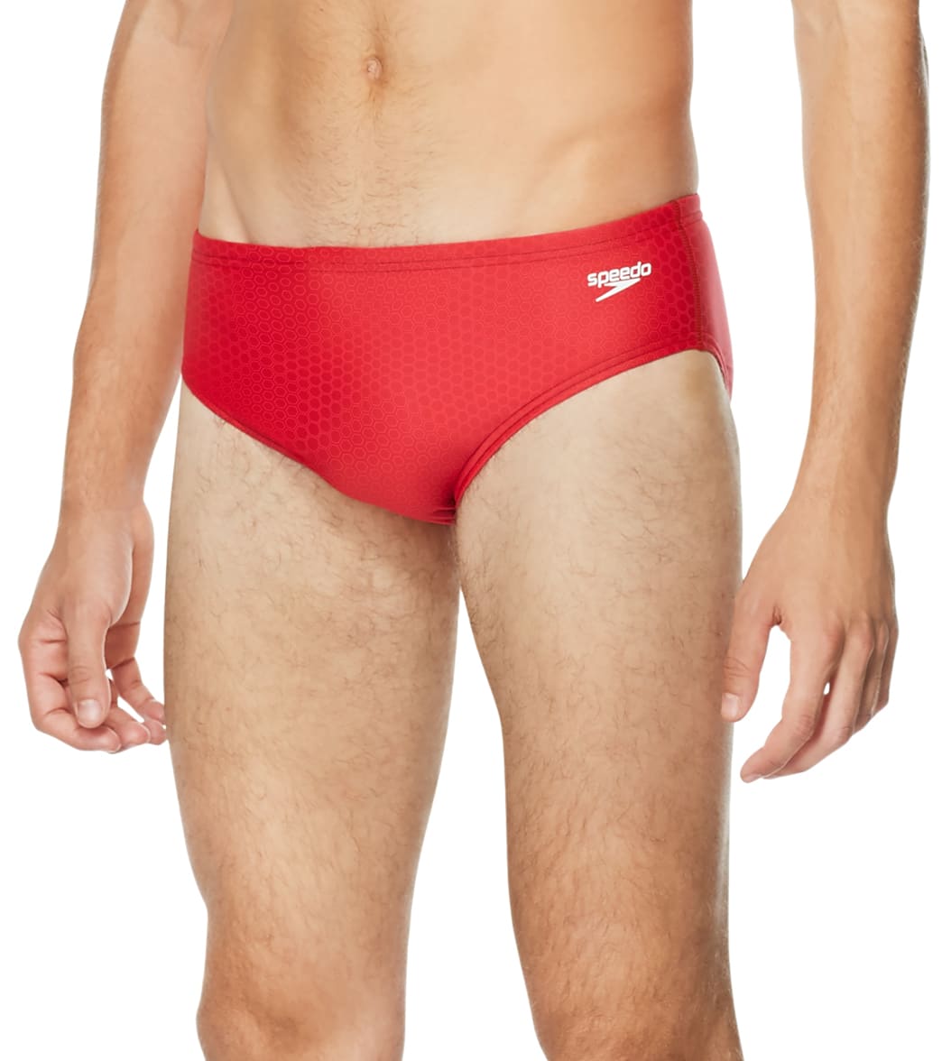 Speedo Men's Hex Breaker Brief Swimsuit - High Risk Red 26 - Swimoutlet.com