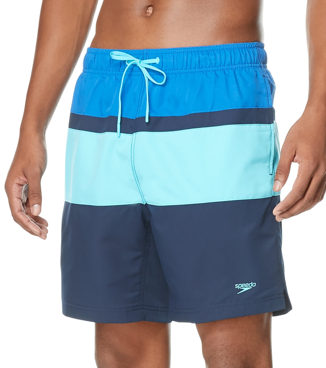 Speedo Active Men's 18 Color Blocked Redondo Edge Volley Short - Peacoat 2Xl Polyester - Swimoutlet.com