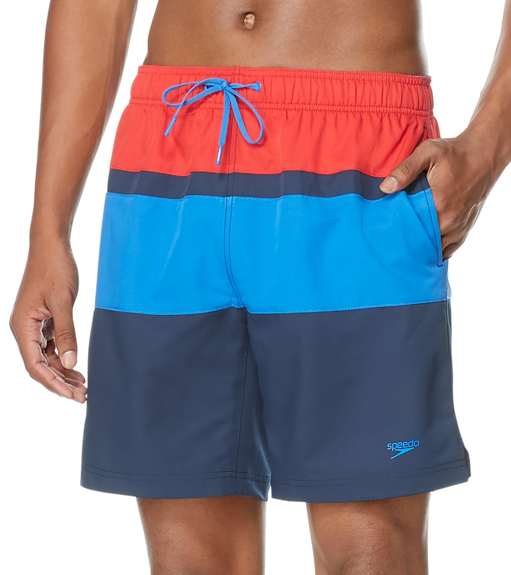 Speedo Active Men's 18 Color Blocked Redondo Edge Volley Short - High Risk Red 2Xl Polyester - Swimoutlet.com