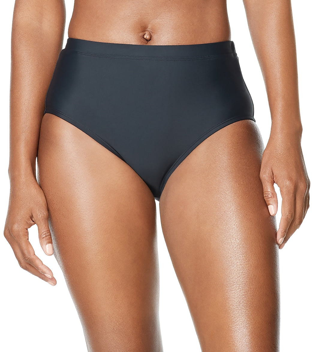 Speedo Active Women's High Waist Bikini Bottom - Black Xs Size X-Small - Swimoutlet.com