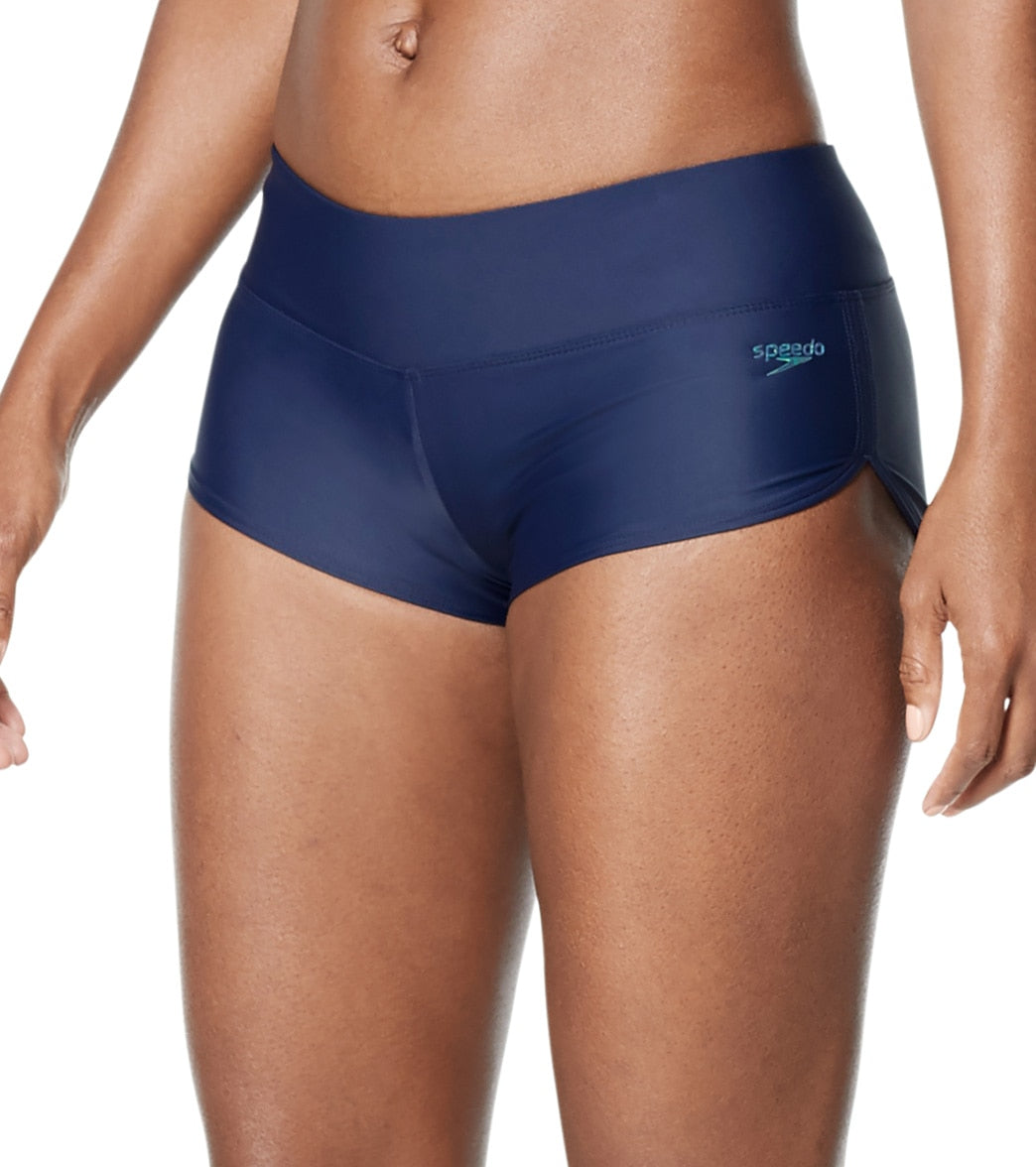 Speedo Active Women's Solid Boyshorts - Peacoat Large Size Large - Swimoutlet.com