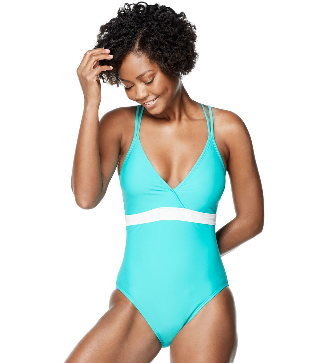 Speedo Active Women's Adjustable Crossback One Piece Swimsuit - Ceramic 10 - Swimoutlet.com