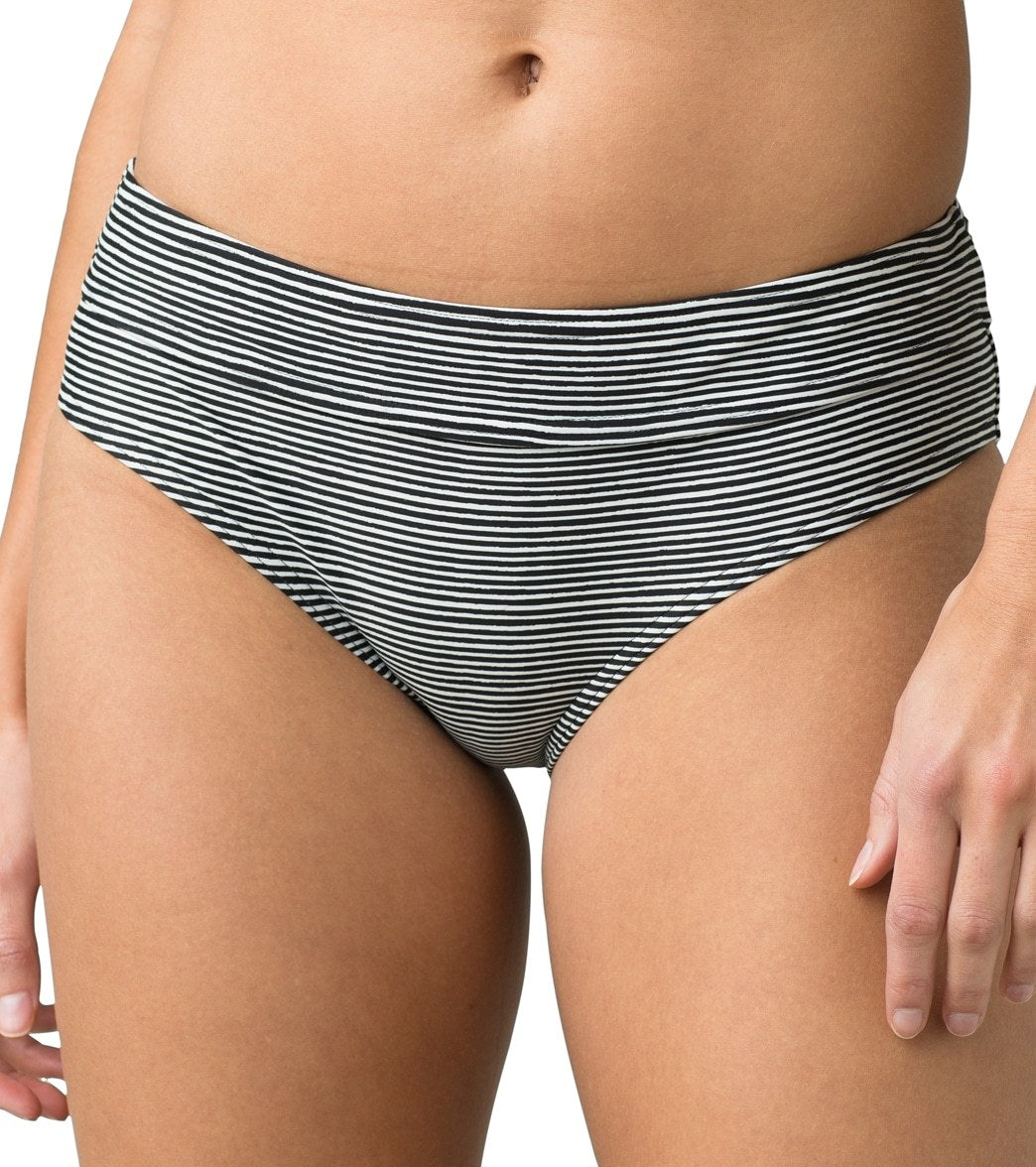 Prana Ramba Bikini Bottom - Black Wabi Stripe Large Nylon/Spandex - Swimoutlet.com