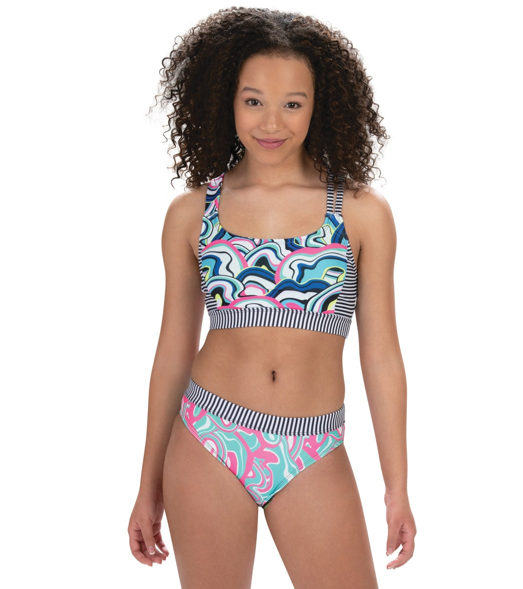 Dolfin Uglies Women's Asymmetrical Two Piece Work Out Swimsuit - Off Beat/Ripple Medium Size Medium - Swimoutlet.com