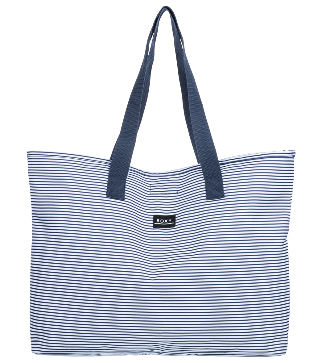 Roxy Women's Wildflower Printed Tote Bag - Mood Indigo Colif Stripes One Size Cotton - Swimoutlet.com