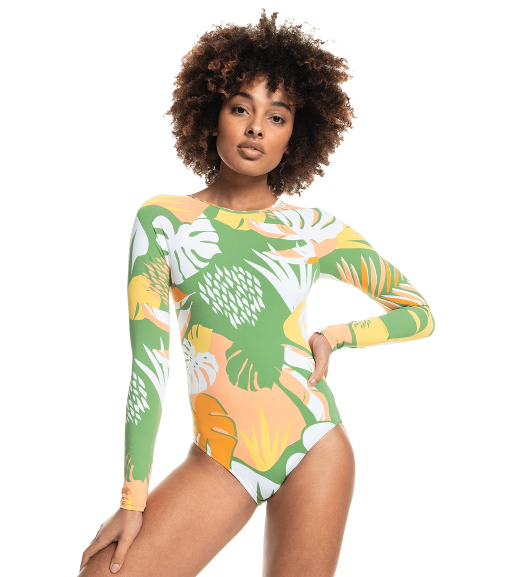 Roxy Women's Onesie Long Sleeve All Over Print Suit - Turf Green Undertone Small Small - Swimoutlet.com