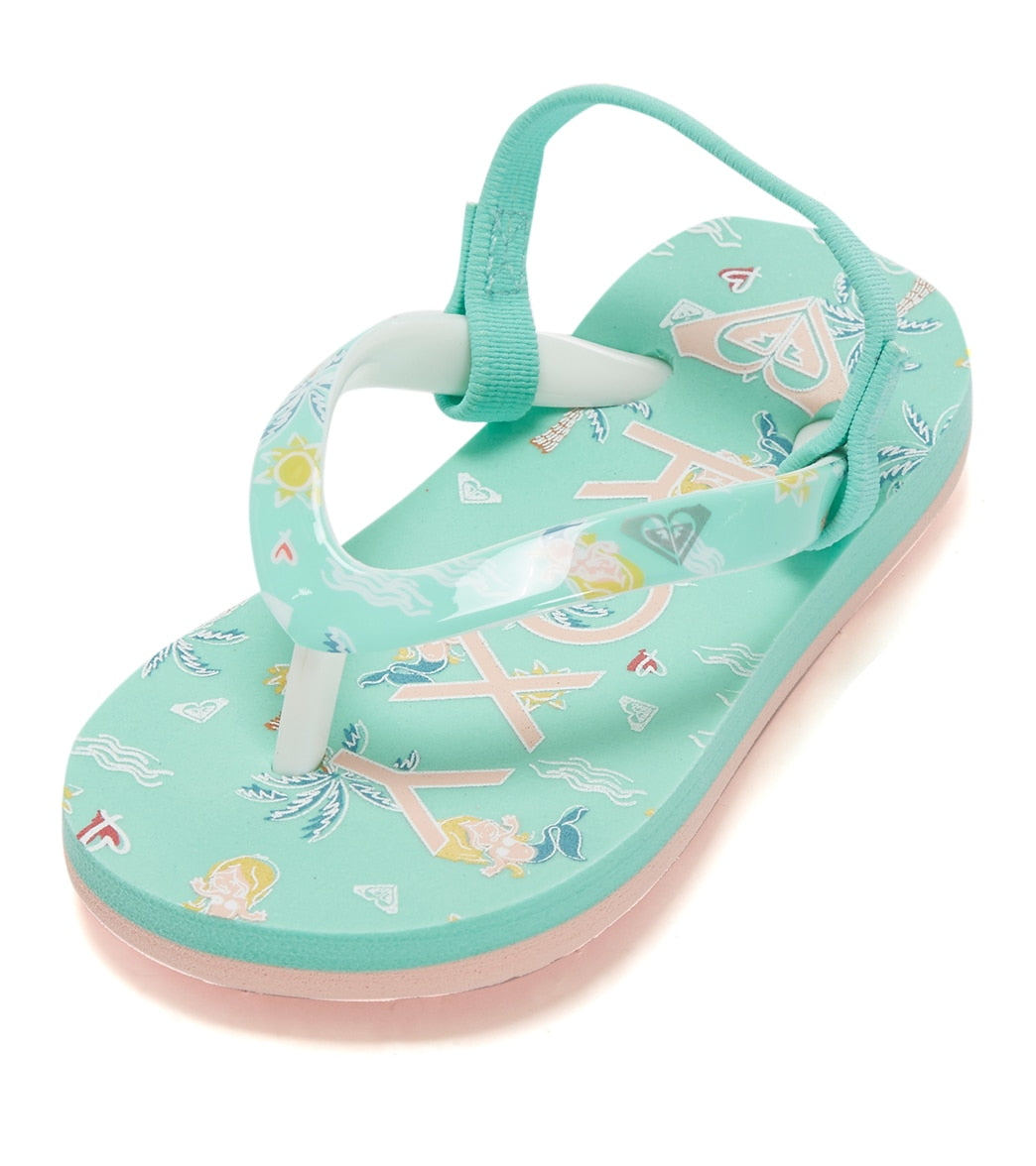 Roxy Girls' Pebbles Vi Sandals - Aquamarine 10 Medium Size - Swimoutlet.com