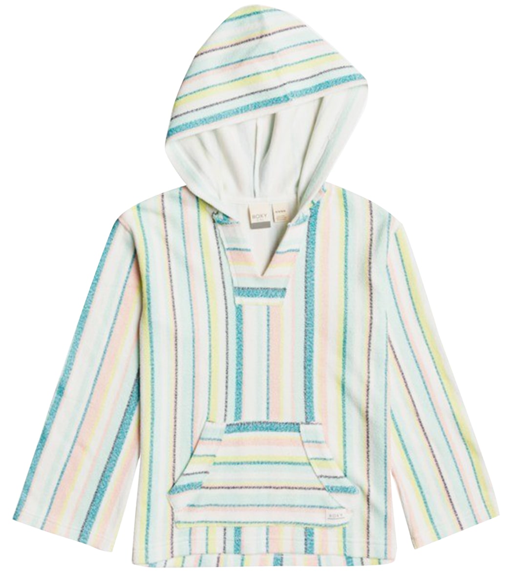 Roxy Girls' Catch Up Love Stripe Hooded Poncho - Snow White Rg Dreaming Stripe 10 Big Kid Cotton/Polyester - Swimoutlet.com