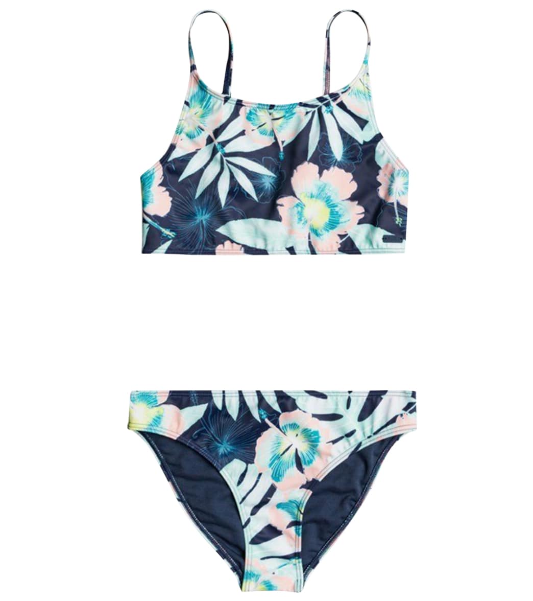 Roxy Girls' Hawaii Story Two Piece Athletic Bikini Set - Mood Indigo Ventura Rg Small 7 Big Kid - Swimoutlet.com