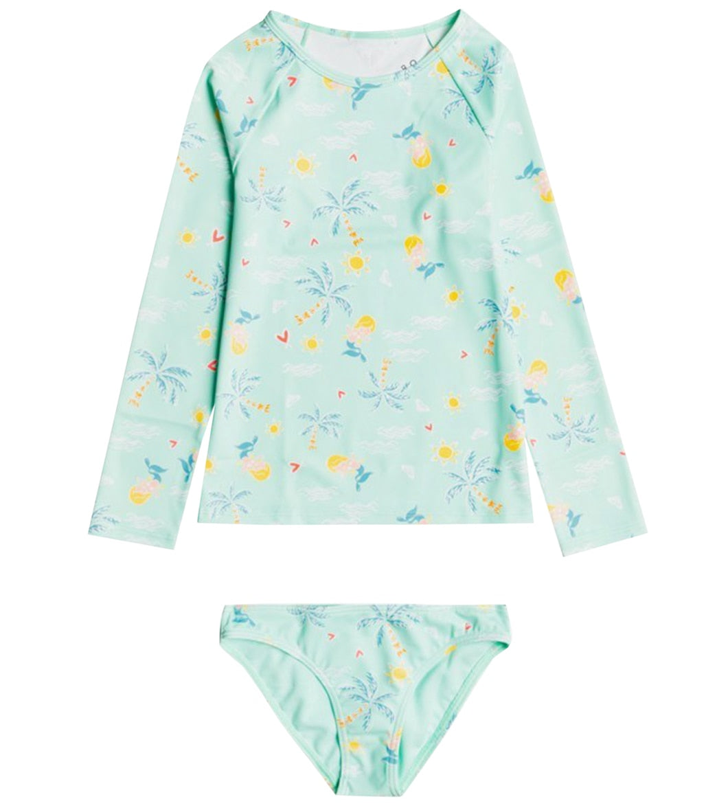 Roxy Girls' Mermaid Spirit Two Piece Longsleeve Rasghuard Set - Beach Glass Mermaids Small 2 - Swimoutlet.com