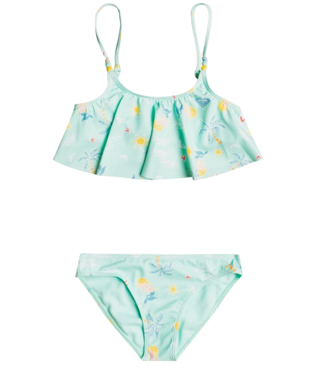 Roxy Girls' Mermaid Spirit Flutter Two Piece Bikini Set - Beach Glass Mermaids Small 2 - Swimoutlet.com