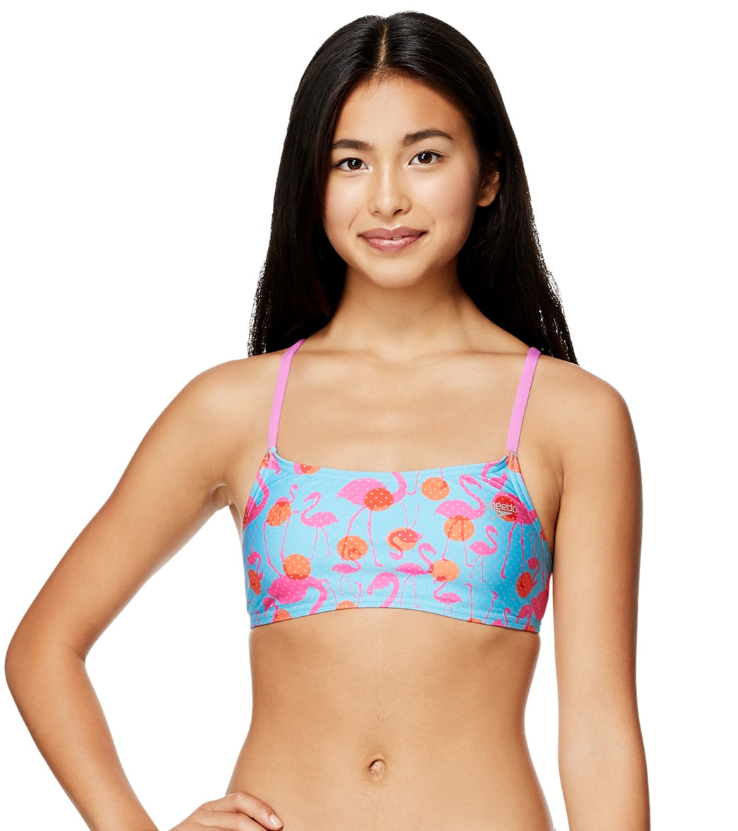 Speedo Women's Strappy Fixed Back Bikini Top - Flamingo Dot Large Size Large - Swimoutlet.com