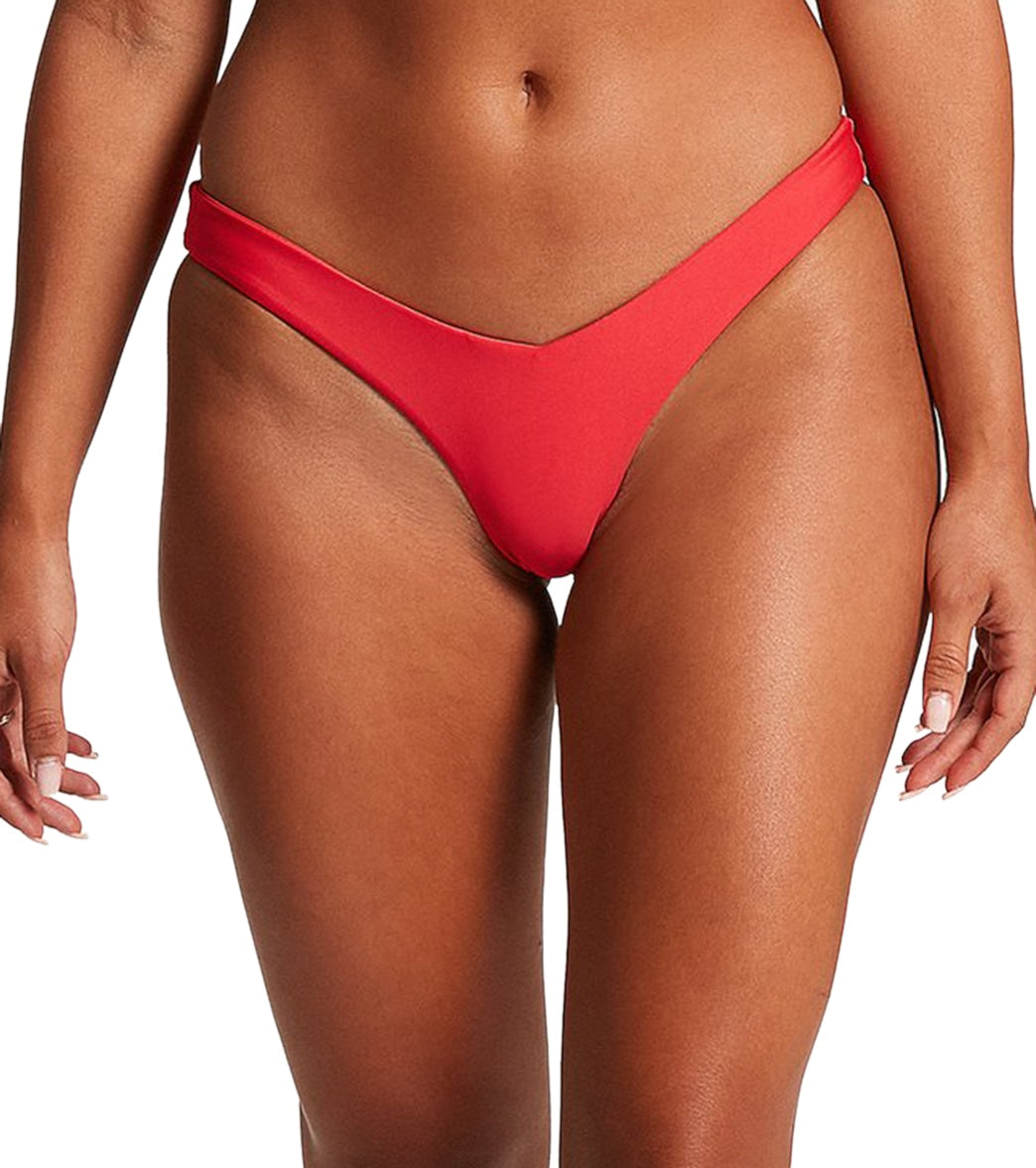 Volcom Women's Simply Seamless V Bikini Bottom - True Red Large - Swimoutlet.com