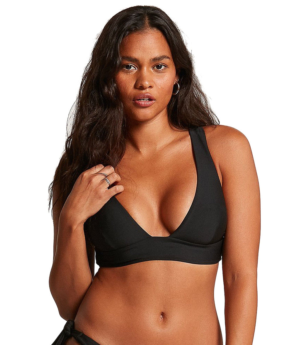 Volcom Women's Simply Seamless Halter Bikini Top - Black Large - Swimoutlet.com