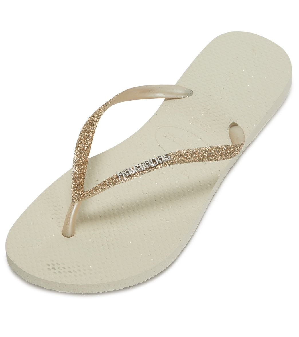 Havaianas Slim Glitter Flip Flop - Beige 35/36 - Swimoutlet.com