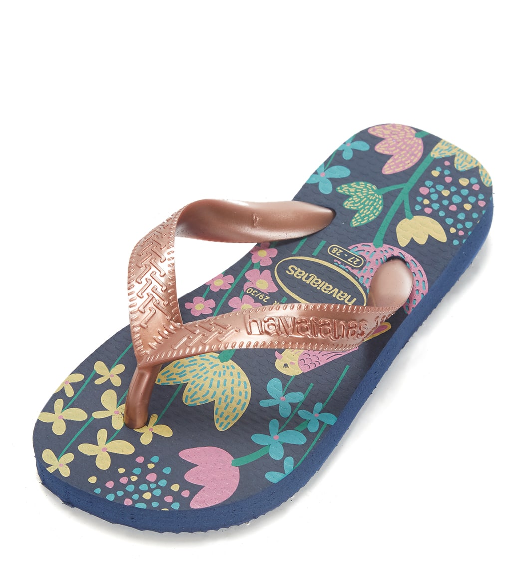 Havaianas Kids' Flores Flip Flop - Dark Blue/Gold 33/34 - Swimoutlet.com