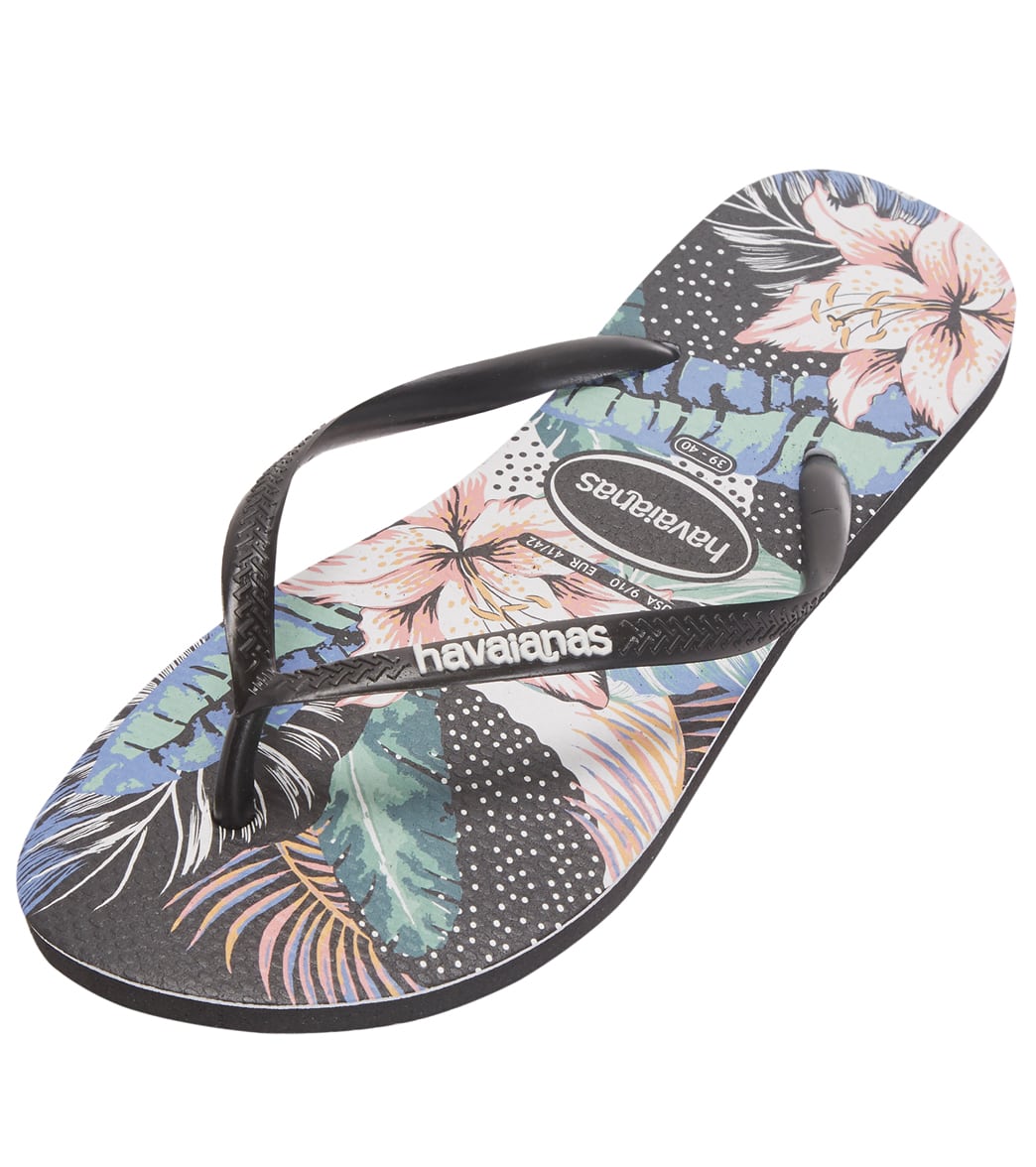 Havaianas Slim Animal Floral Sandals - Black 35/36 - Swimoutlet.com