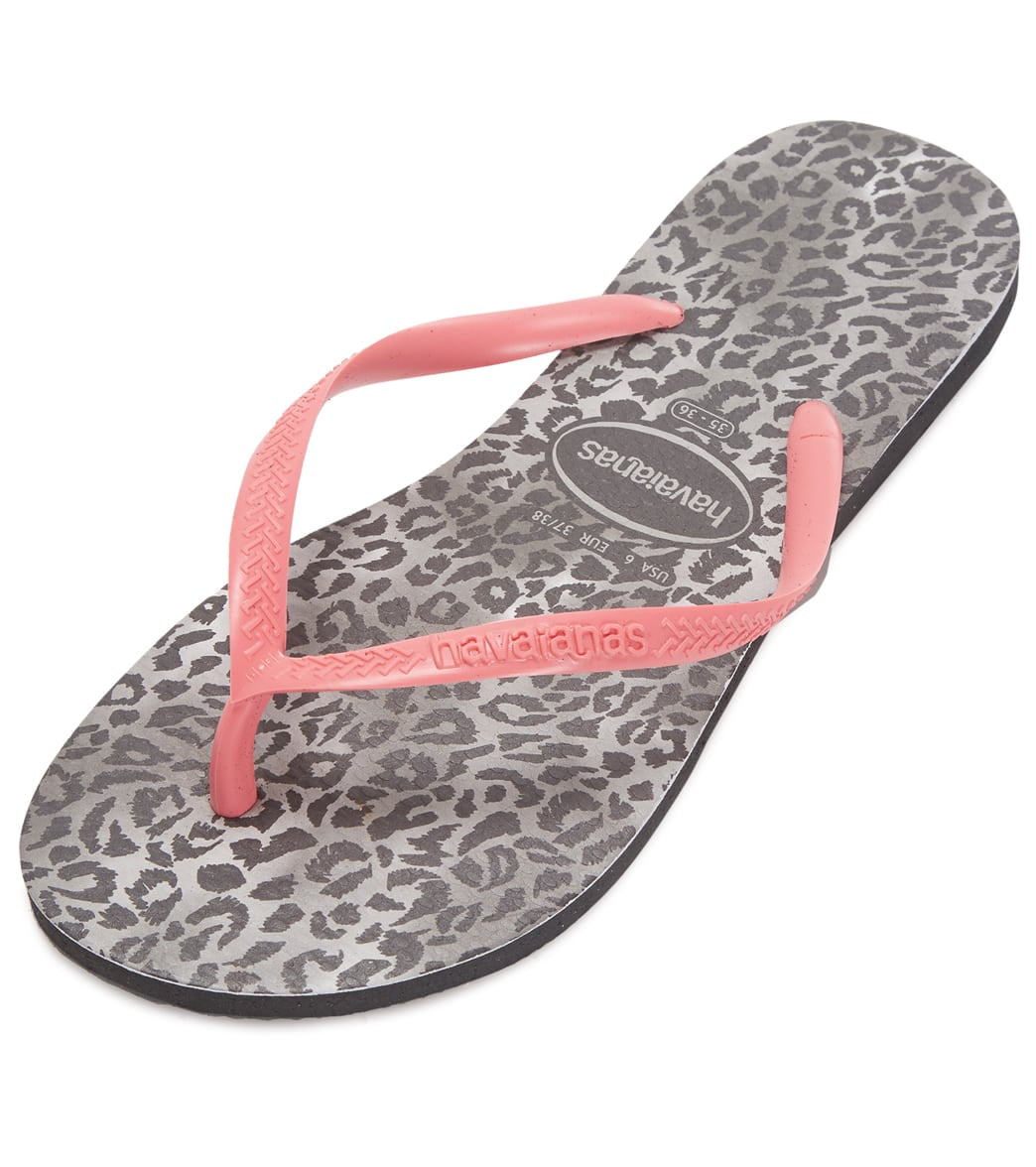 Havaianas Slim Leopard Sandals - Black 35/36 - Swimoutlet.com