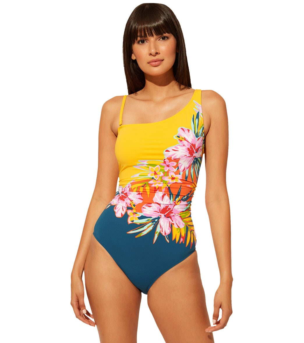 Bleu Rod Beattie Women's Beachy Keen One Shoulder Placement Mio Piece Swimsuit - Mutli 4 - Swimoutlet.com
