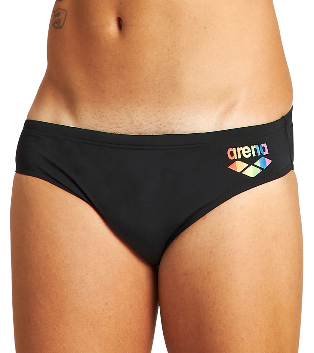 Arena Pride Men's Brief Swimsuit - Black 22 Polyester - Swimoutlet.com