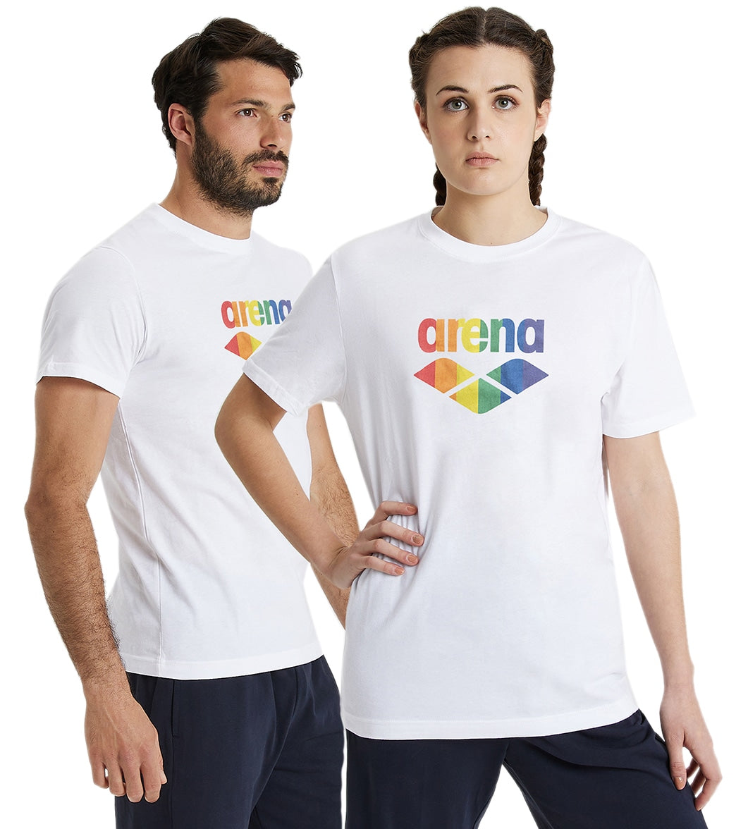 Arena Pride Unisex Short Sleeve Tee Shirt - White Medium Cotton - Swimoutlet.com