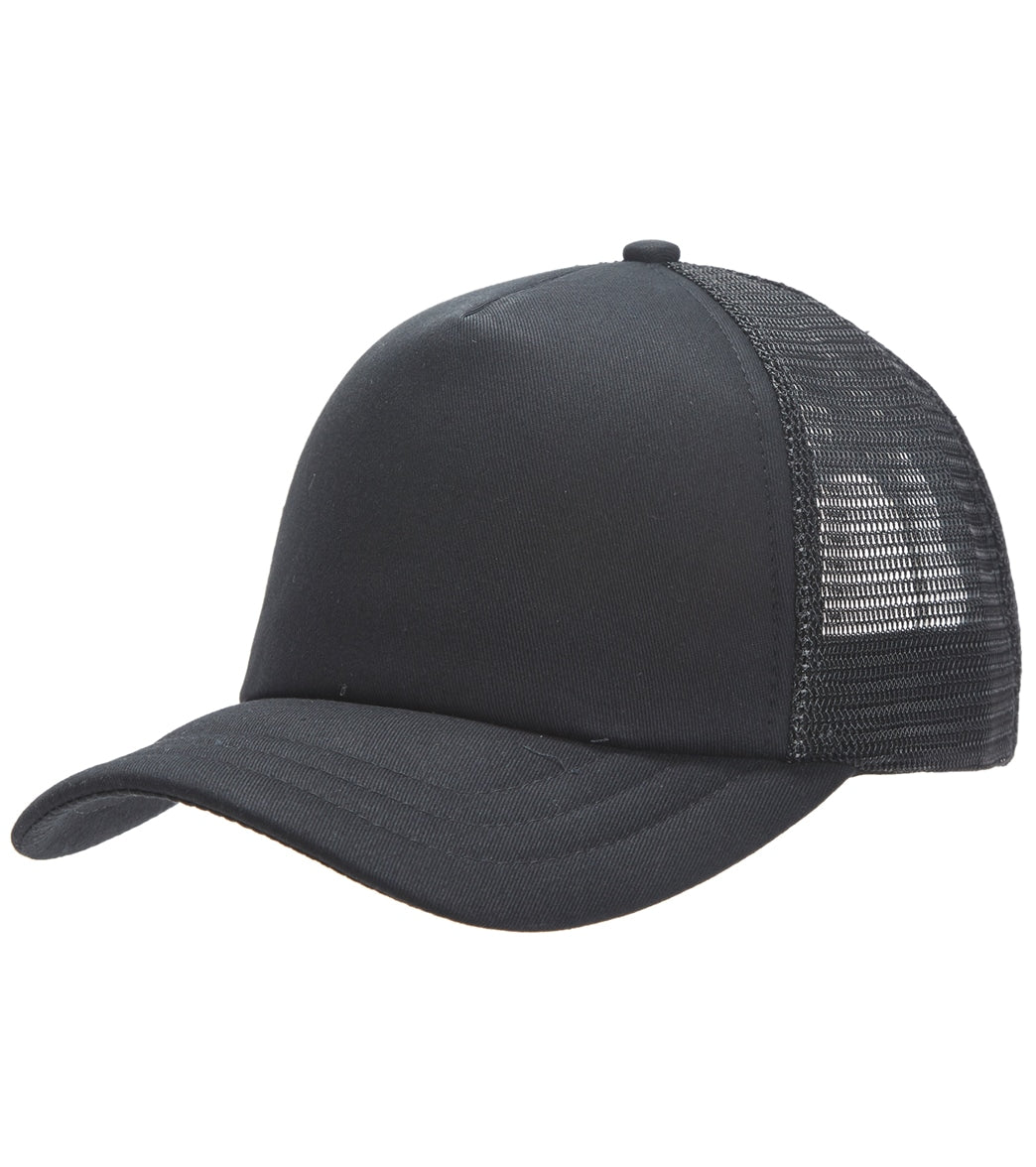 Men's Port Authority 5-Panel Twill Foam Trucker Cap - Black/Black Polyester - Swimoutlet.com