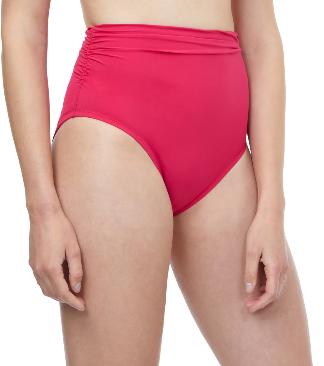Profile By Gottex Women' Small Tutti Frutti High Waist Bottom - Pink 10 Elastane/Polyamide - Swimoutlet.com