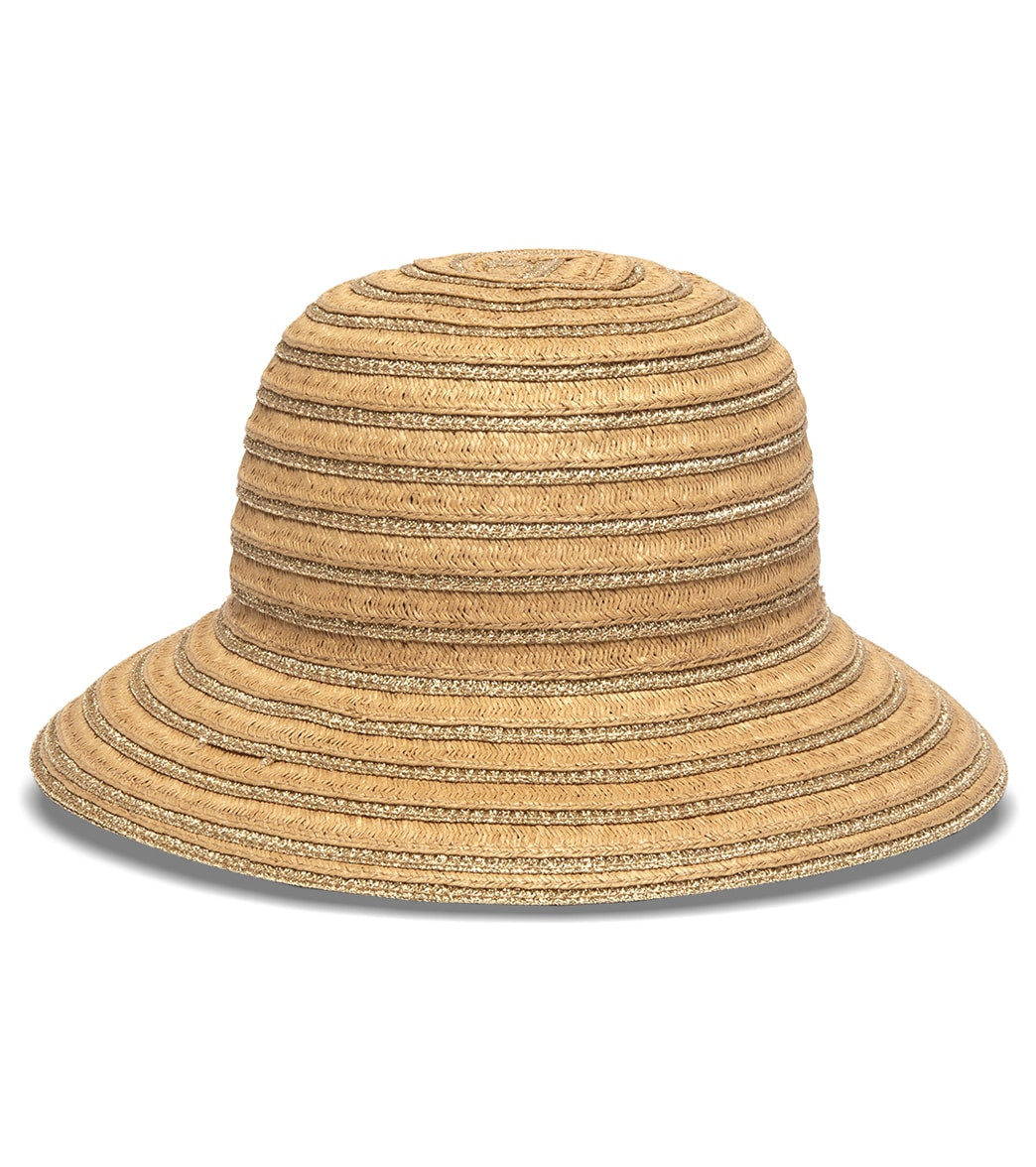 Physician Endorsed Women's Madison Straw Bucket Hat - Carmel/Gold Adjustable - Swimoutlet.com