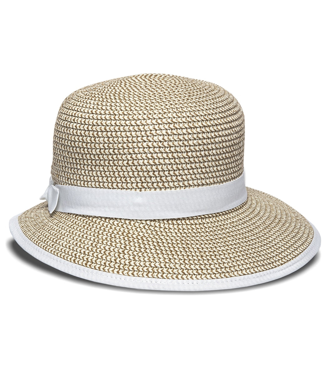 Physician Endorsed Women's Pitch Perfect Contrast Straw Hat - White Tweed Adjustable - Swimoutlet.com