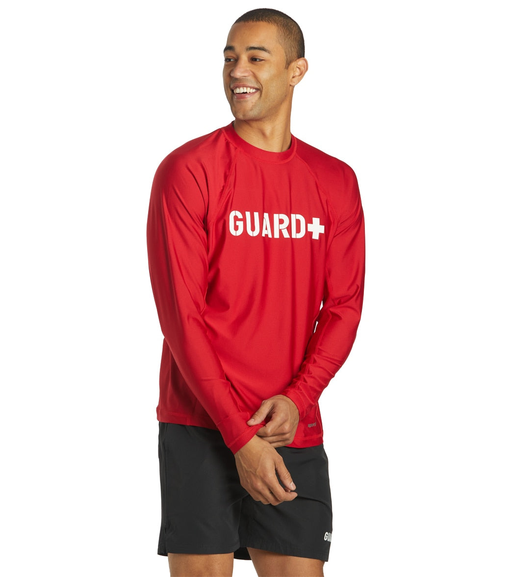 Sporti Guard Men's Long Sleeve Shirt Upf 50+ Comfort Fit Rashguard - Red Large - Swimoutlet.com