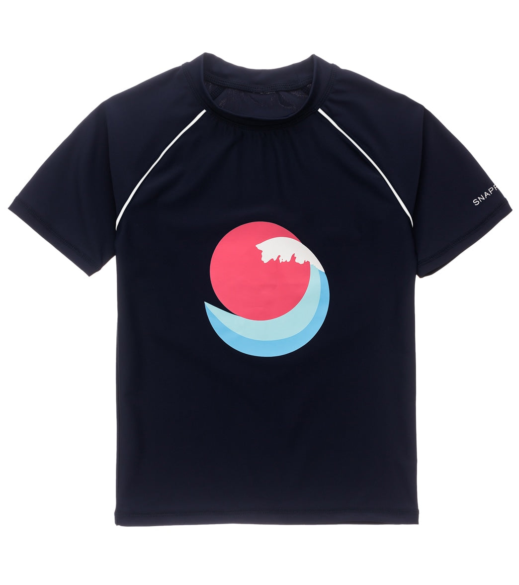 Snapper Rock Boys' Sunset Wave Short Sleeve Rash Guard Toddler/Little/Big Kid - Blue 10 Elastane/Polyamide - Swimoutlet.com