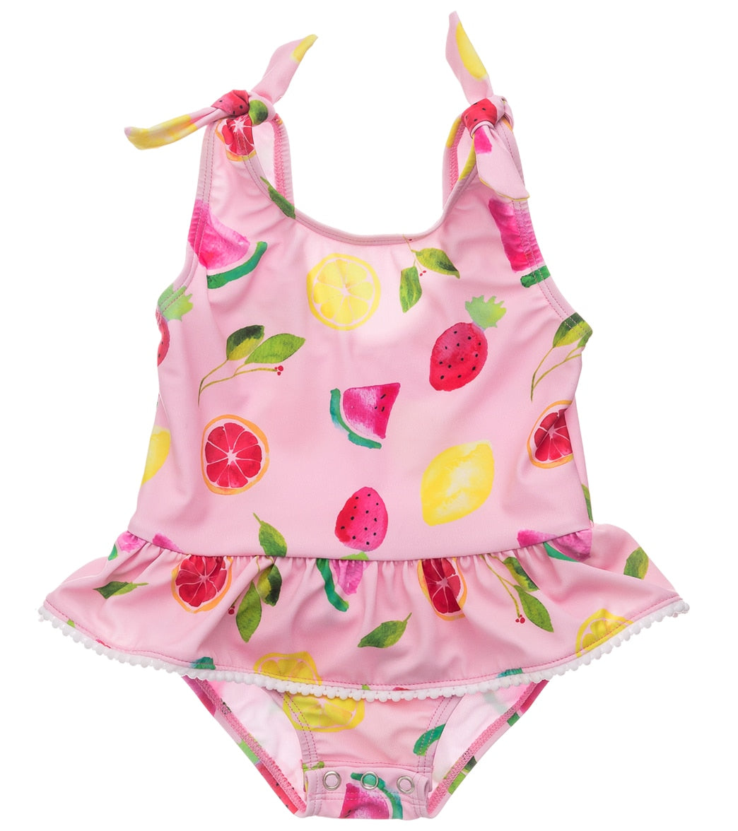 Snapper Rock Girls' Fruit Fiesta One Piece Skirt Swimsuit Baby - Pink 12-18 Months Elastane/Polyamide - Swimoutlet.com