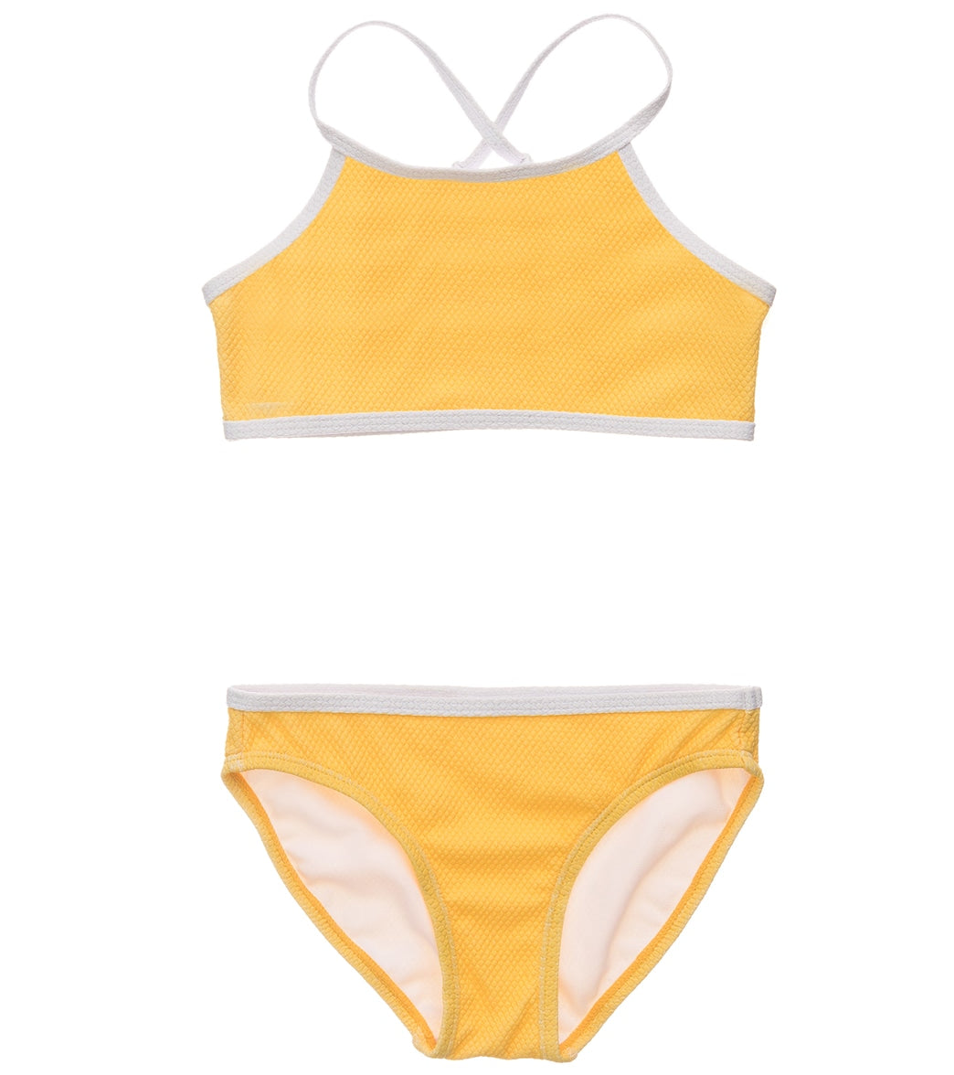 Snapper Rock Girls' Marigold Sports Two Piece Bikini Set Big Kid - Yellow 10 Elastane/Polyamide - Swimoutlet.com