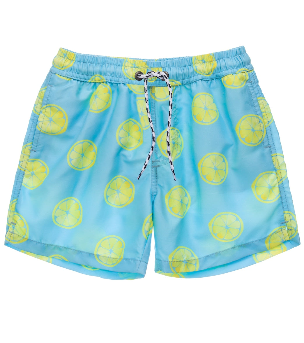 Snapper Rock Boys' Lemon Slice Volley Swim Trunk Toddler/Little/Big Kid - Blue 10 Polyester - Swimoutlet.com